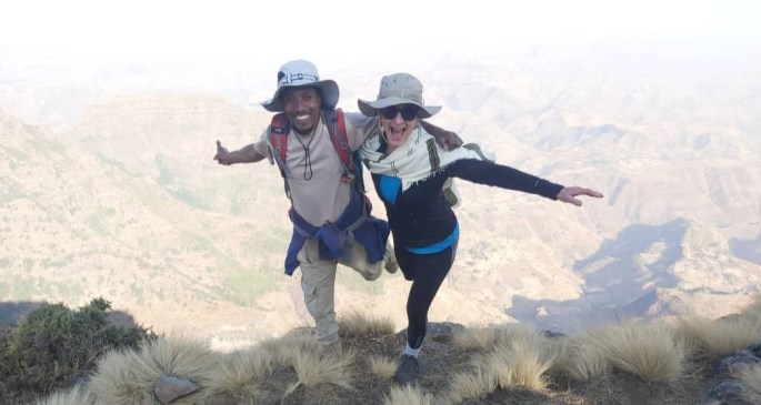 Two people in Ethiopia on mountain